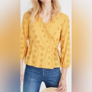 Madewell yellow eyelet lace top L